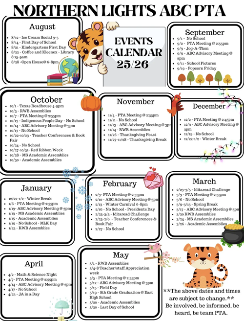 2025/26 PTA Calendar